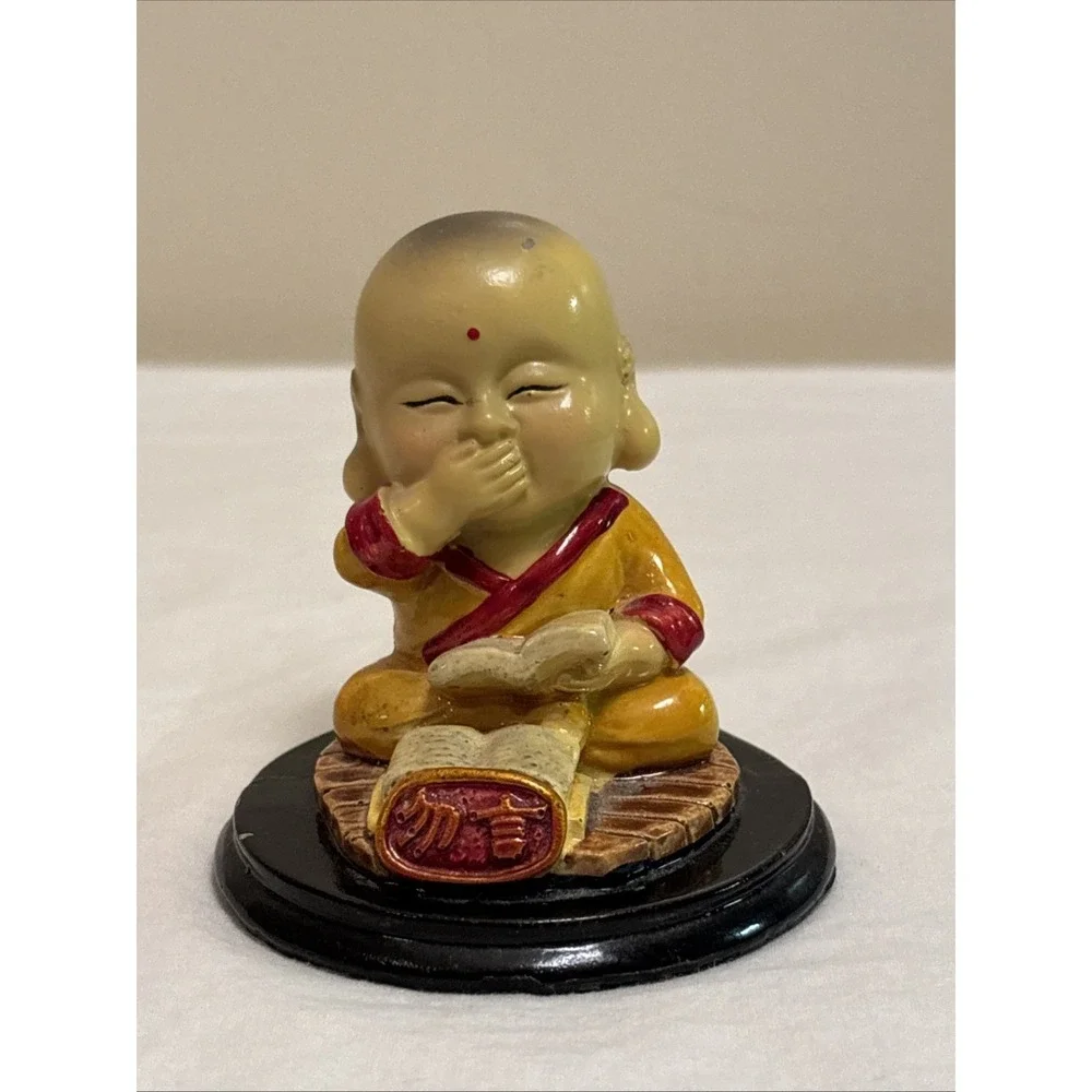 Set of 2 Baby Buddha Figurines Paperweights Hear No Evil Speak No Evil Decor